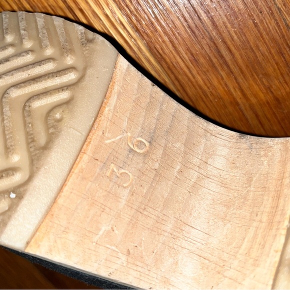 Hanna Andersson wooden suede clogs  black tan euro 36 size 5.5 made in sweden - Picture 8 of 10